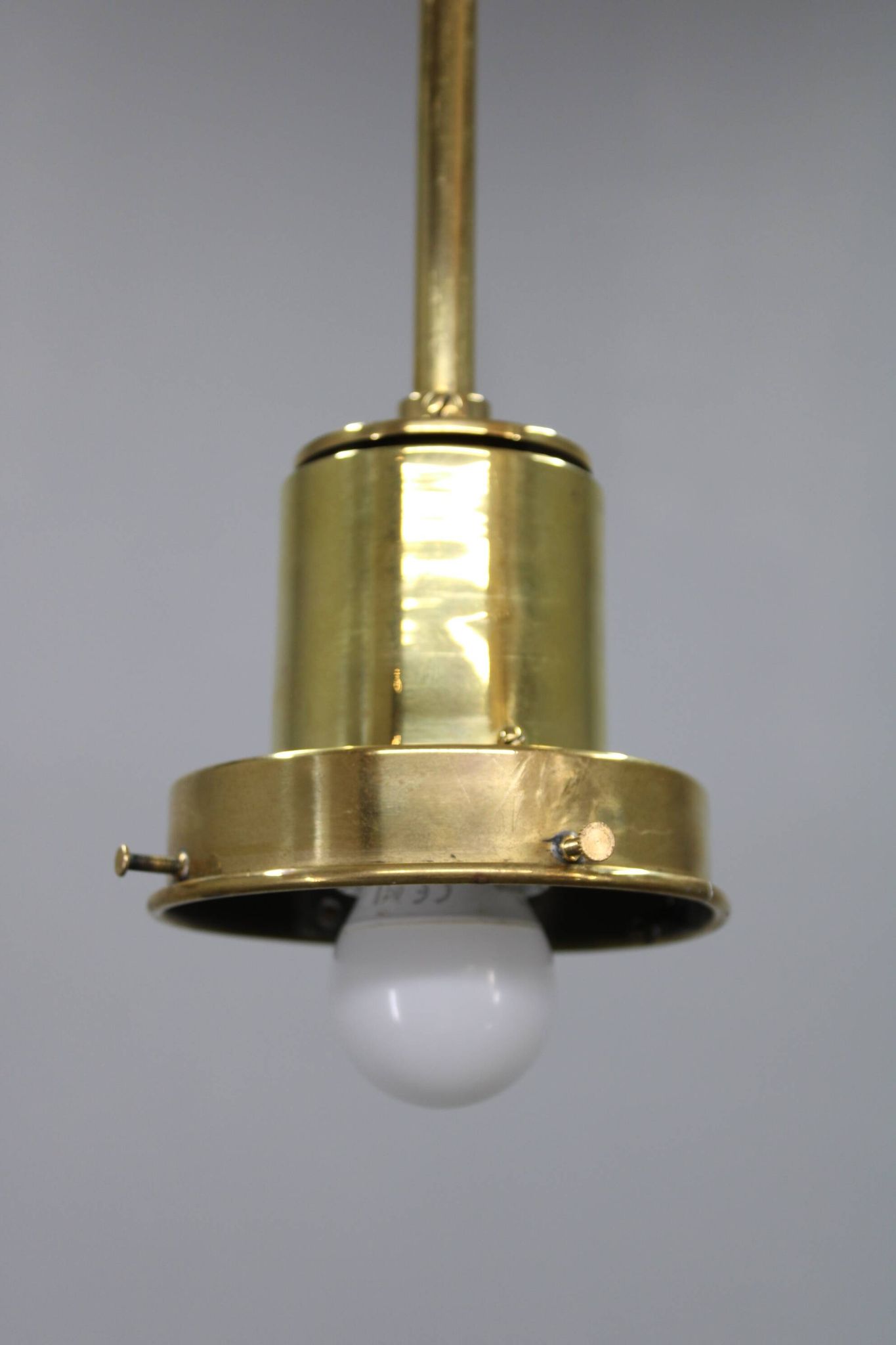 Art Deco brass and opaline glass pendant, Czechoslovakia, 1930s