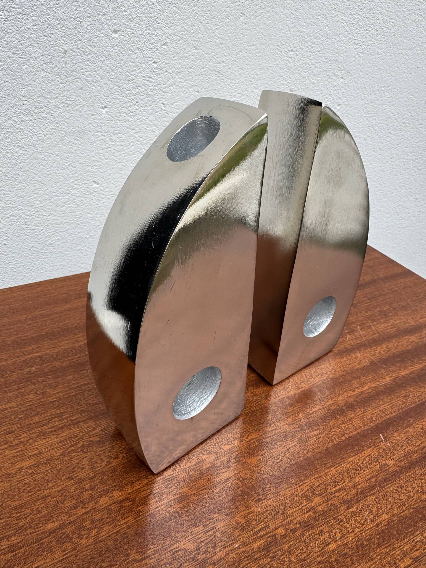 Bookends candle holders chrome aluminium