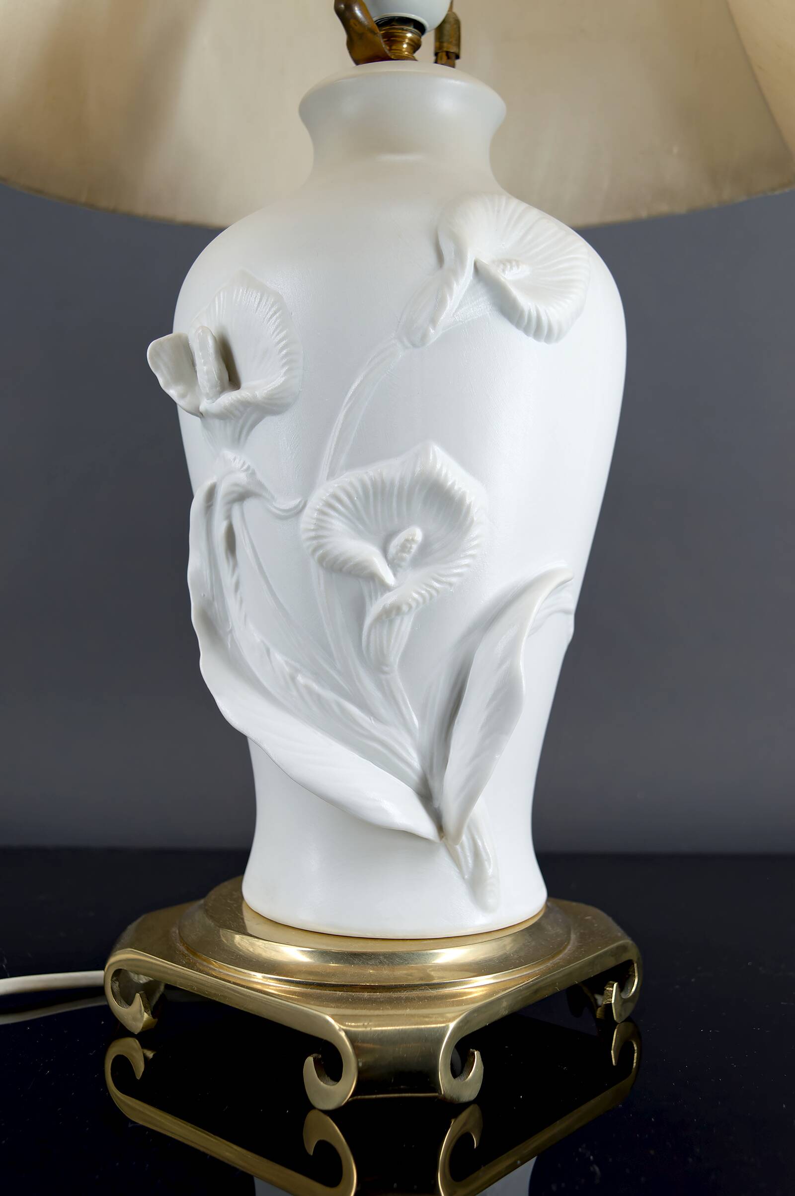 Biscuit porcelain lamp, "Calla Lily", by Nicholas Berbenczy, 1986