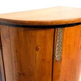 Biedermeier Demilune Half Cabinet in Cherrywood and Brass, France, 1810s
