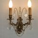 Pair of French Baroque Double Bronze Crystal Wall Lights Glass Bead Swags