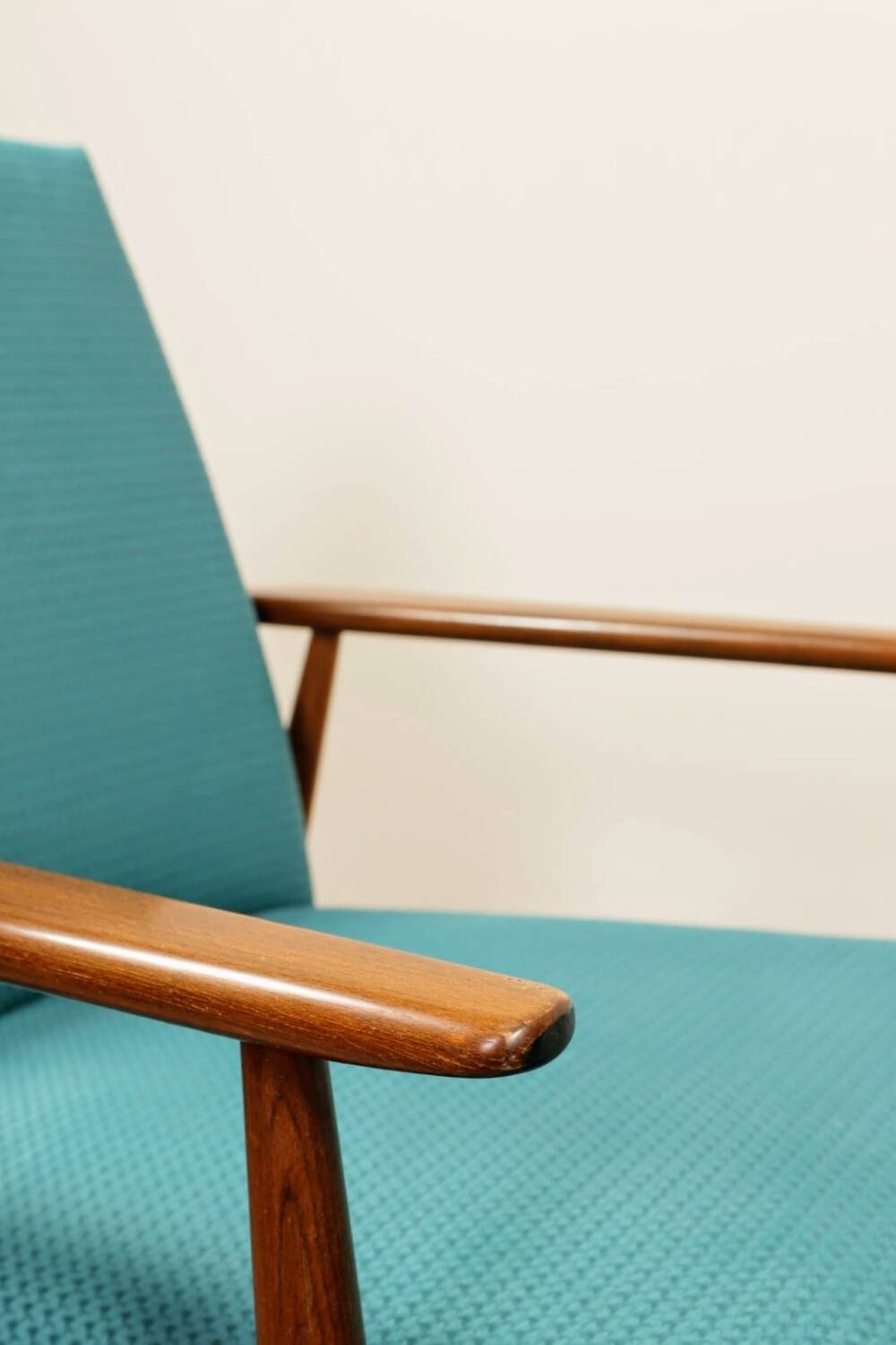 Scandinavian Lounge Chair Mid Century Design Turquoise Vintage Fabric