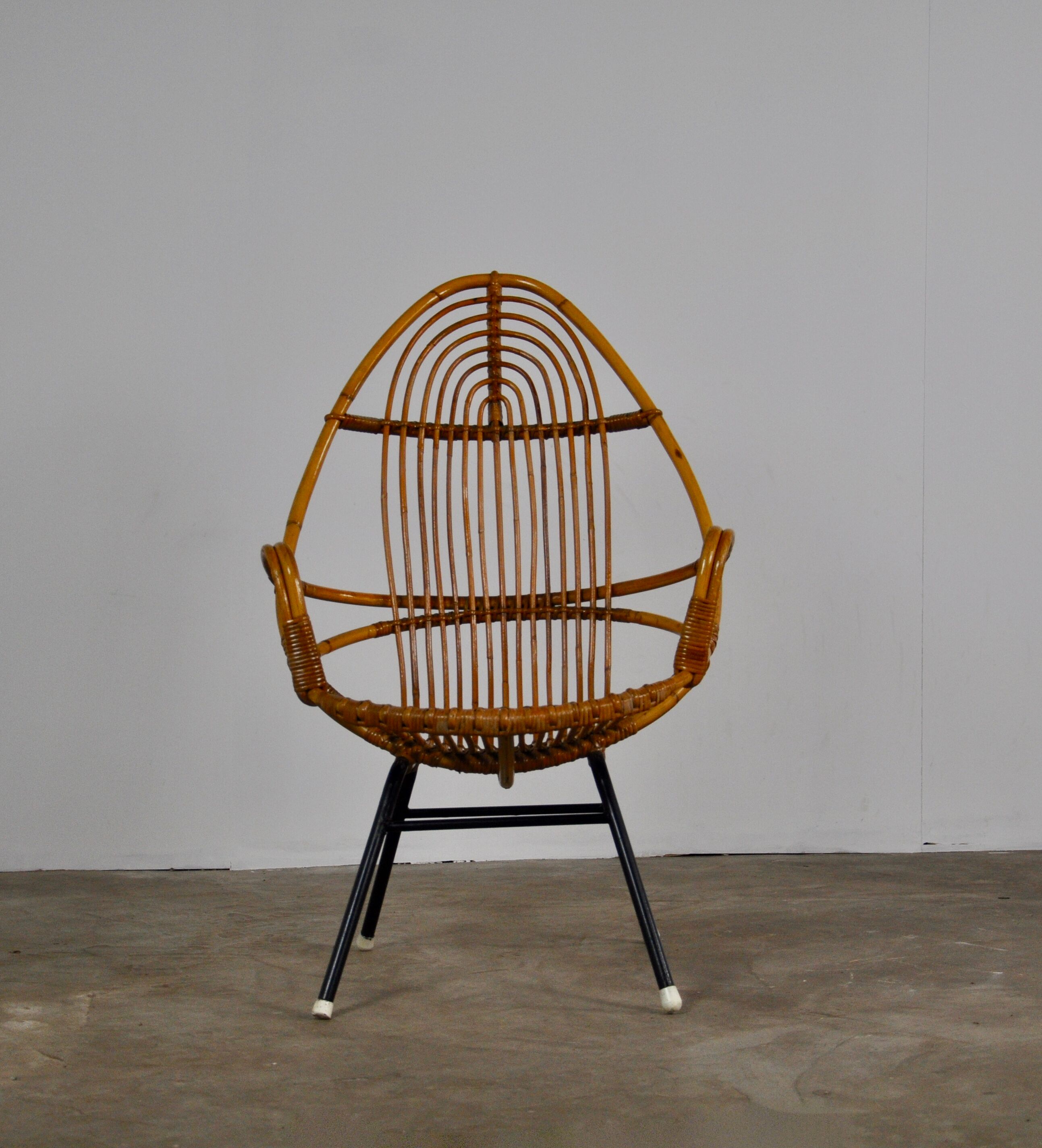Rattan armchair by Rohe Noordwolde, Netherlands, 1960