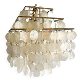Brass and mother-of-pearl pendant lamp from the 70s