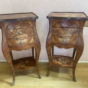 Pair of bedside tables in rosewood veneer on all sides. Louis XV style
