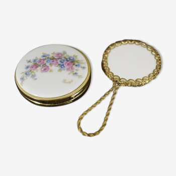 French Limoges porcelain pocket mirror