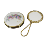 Miroir de poche en porcelaine de Limoges française