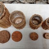 Pots de cuisine verre et rotin