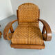 Set of 4 woven rattan armchairs, colonial style, 1950s