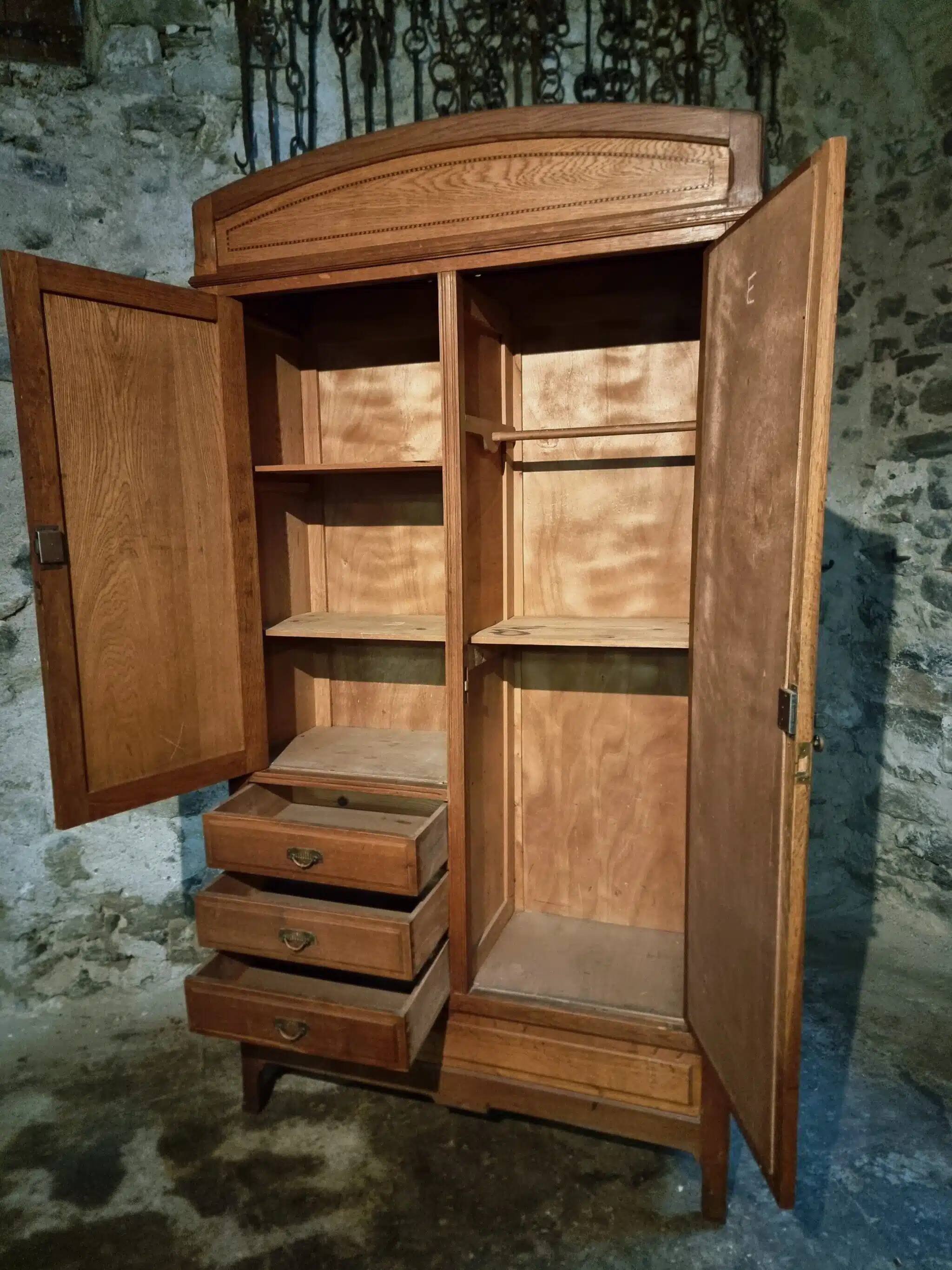 Vintage French oak wardrobe – circa 1920, with subtle Art Deco influences