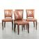 Set of 4 cognac-coloured cowleather dining chairs with decorative nails