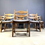 Set of 6 vintage brutalist dining chairs, 1960s