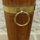 Victorian style barrel umbrella stand, solid oak, curved with 3 bands and gr.