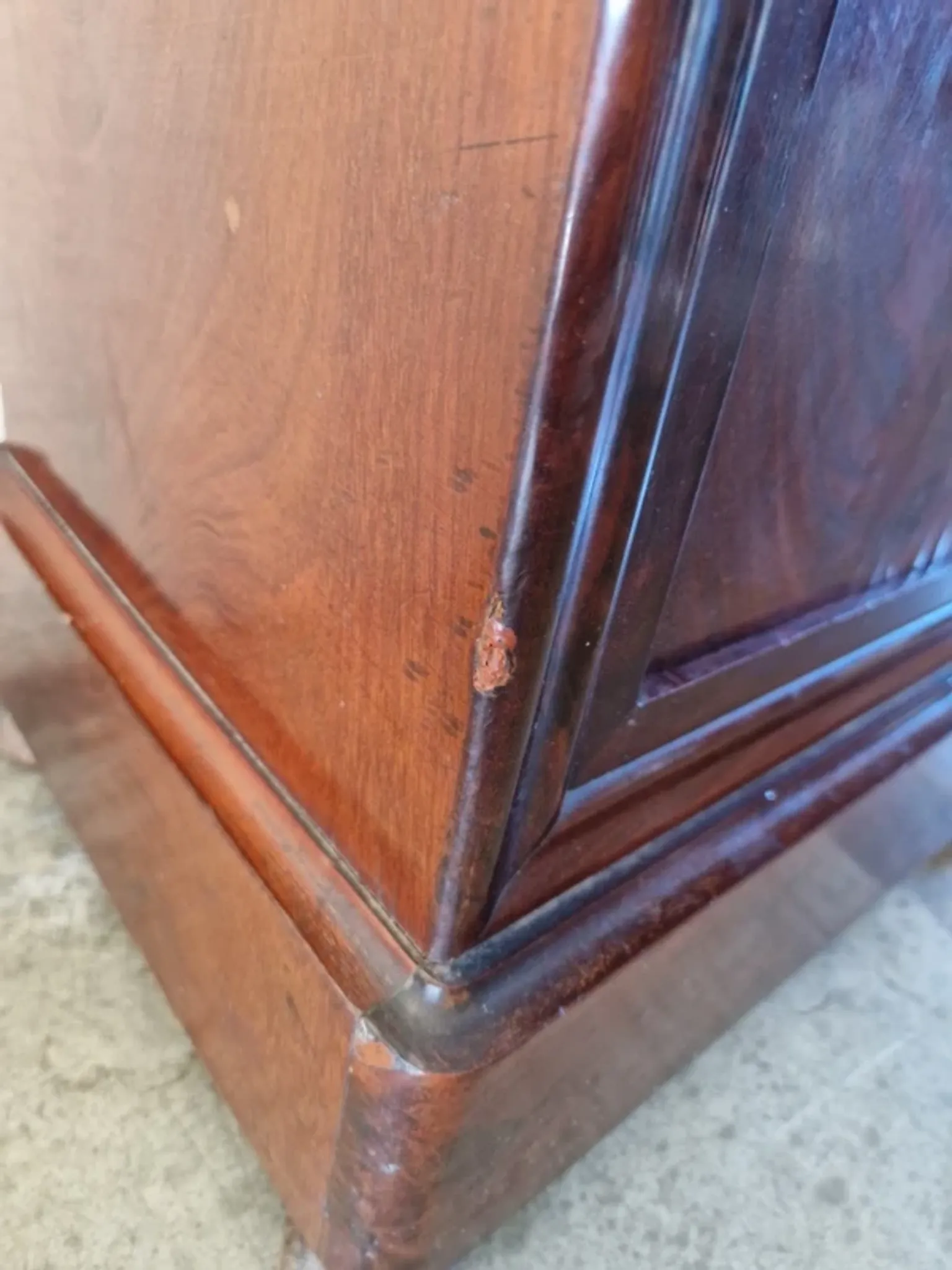 Louis Philippe XIX mahogany veneer and marble bedside table