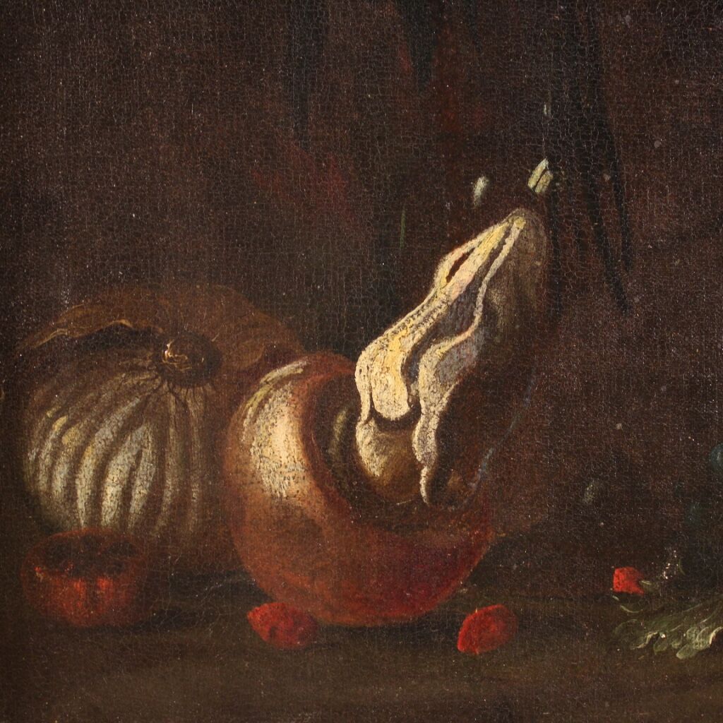 Antique 17th century still life with flowers and fruit