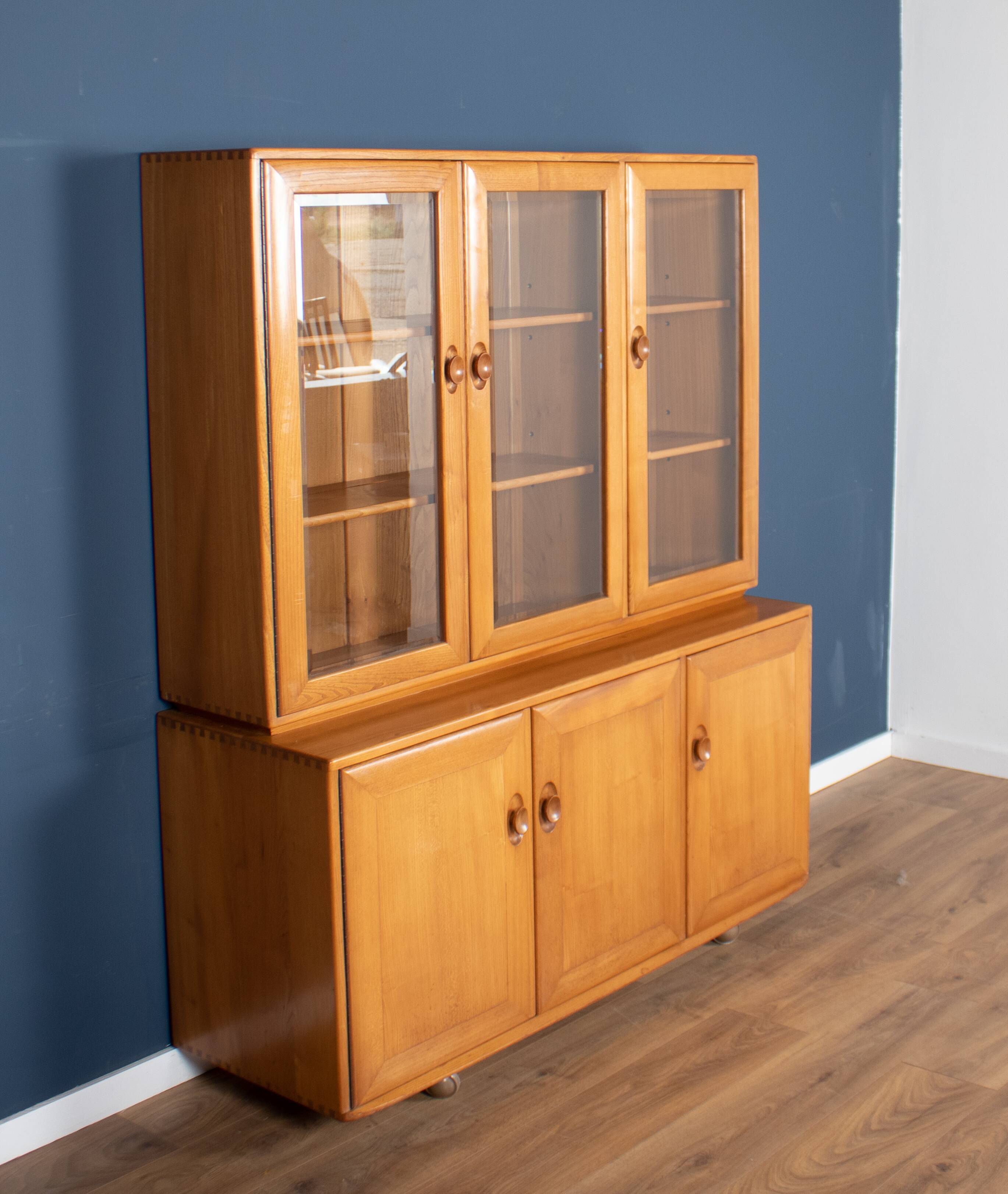 Vintage ercol elm windsor glazed display dresser sideboard model 803, 806