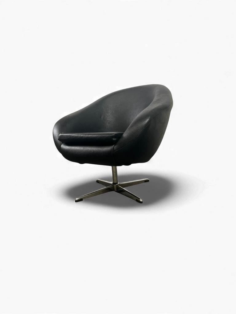 Vintage black armchair / lounge chair / 'Folke Jansson' armchair