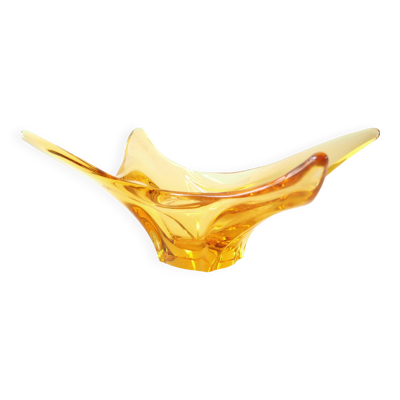Coupe à fruit cristal ambré