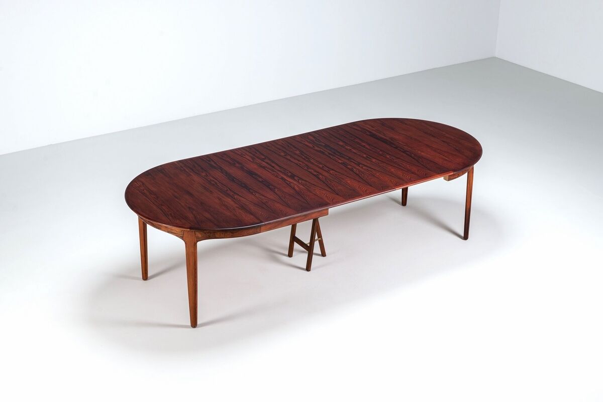 Henning Kjaernulf dining table in rosewood Soro Stole Denmark 1960