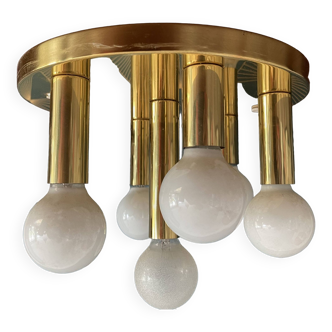 Art deco brass pendant light, by sölken, 1970