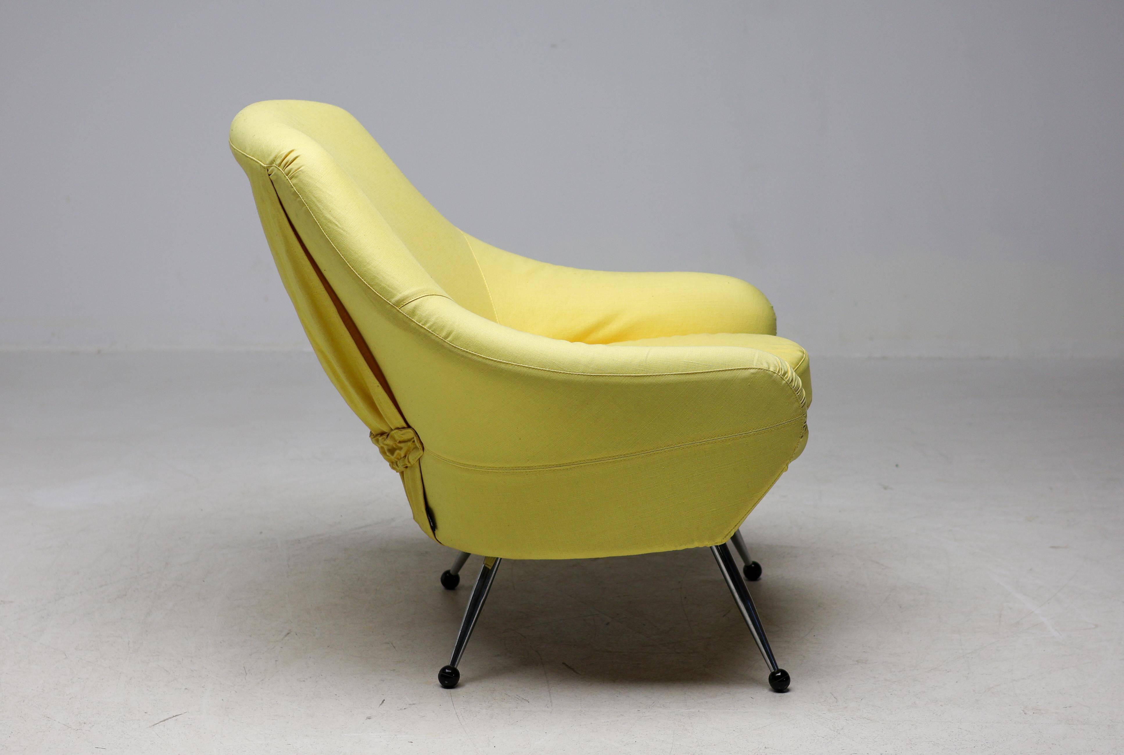 Chair Marco Zanuso Martingala - Bright yellow cotton fabric