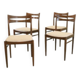 Suite de 4 chaises en palissandre et tissu