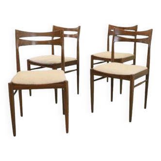 Suite de 4 chaises en palissandre et tissu