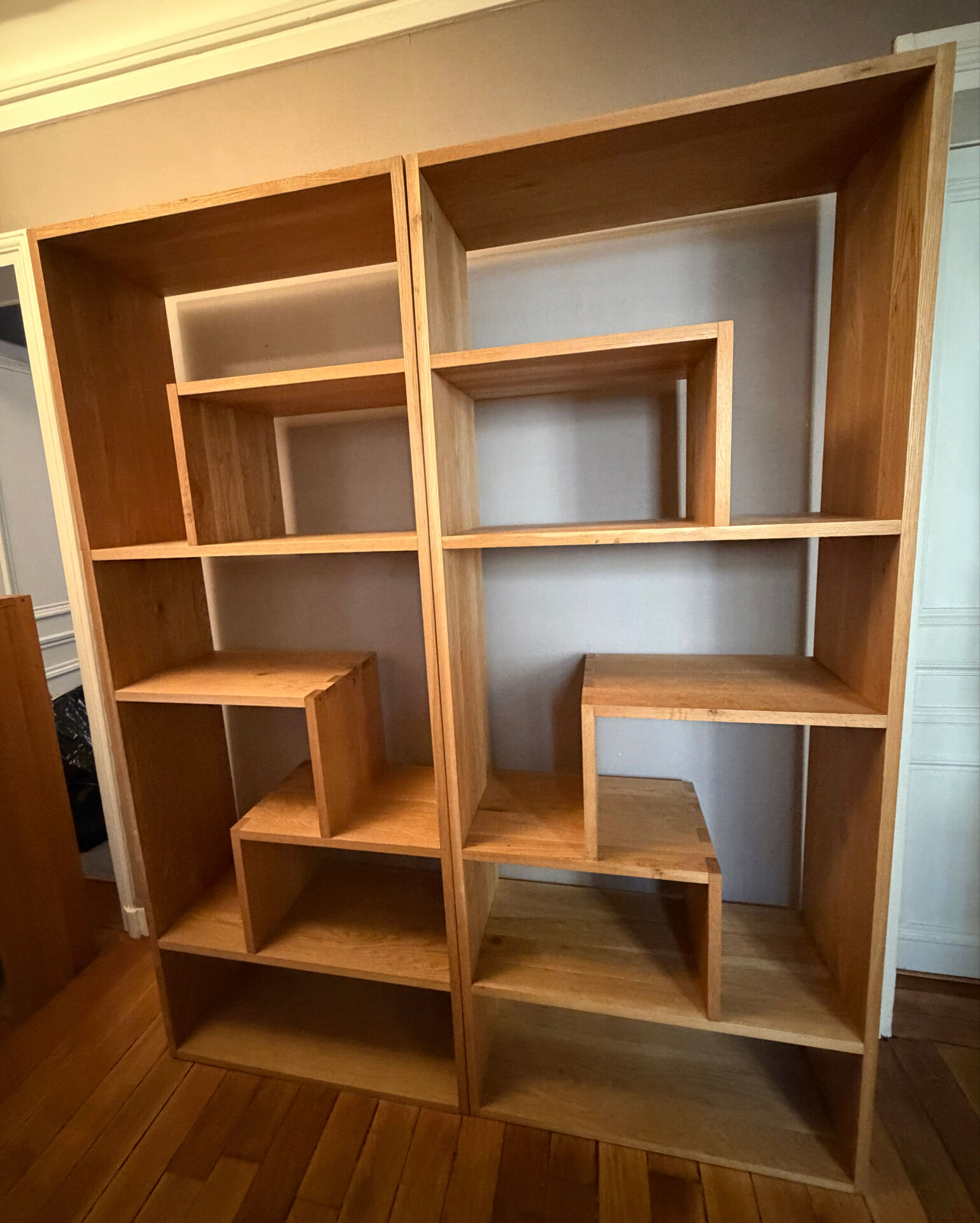 Large architectural library in solid oak – 2 modules – Fabri