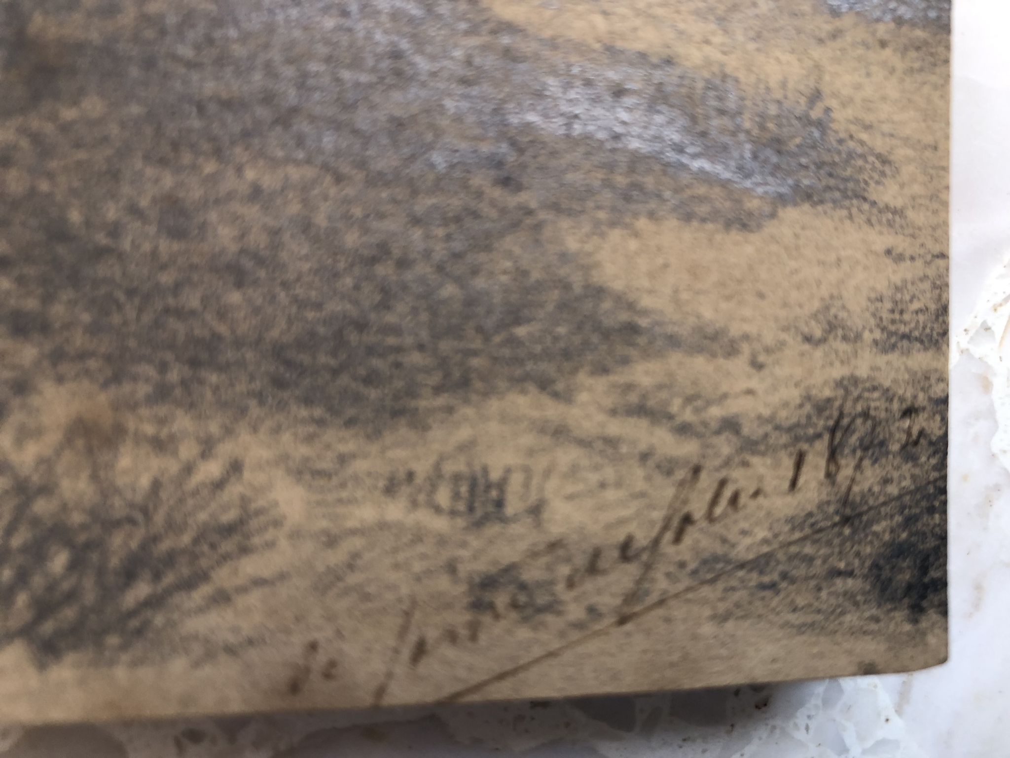 Collage drawings in graphite and white chalk 1872