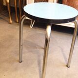 Round stool in blue formica