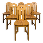 Série de 6 chaises style chalet en pin années 80
