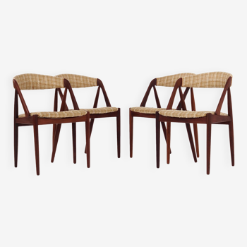Ensemble de quatre chaises en teck, design danois, années 1970, designer : Kai Kristiansen