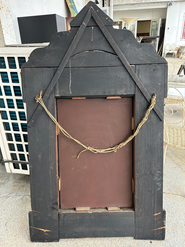 Mirror in brass and blackened wood Louis XIII style around 1880 h: 149 cm