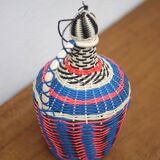 Braided wire bottle, plastic wire, scoubidou bottle, Viresa glass bottle