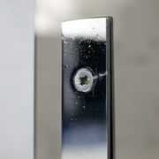 Saint-gobain firewall, chromed steel and smoked glass, france, circa 1970