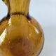 Duo of blown glass carafes – Biot signed – Bubbled amber glass