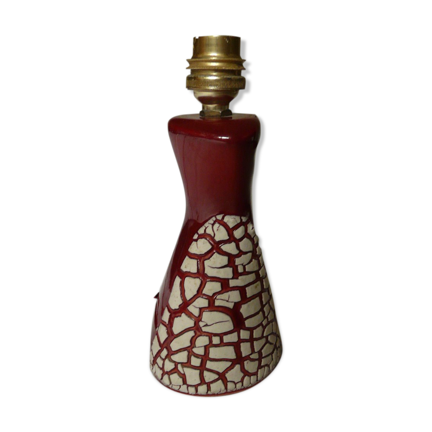 Red ceramic lamp foot with cracked effect