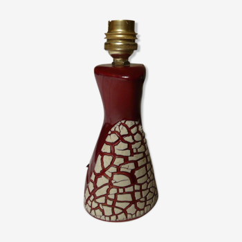 Red ceramic lamp foot with cracked effect