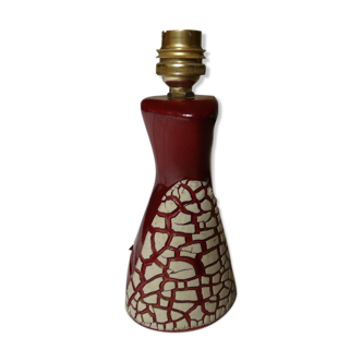 Red ceramic lamp foot with cracked effect