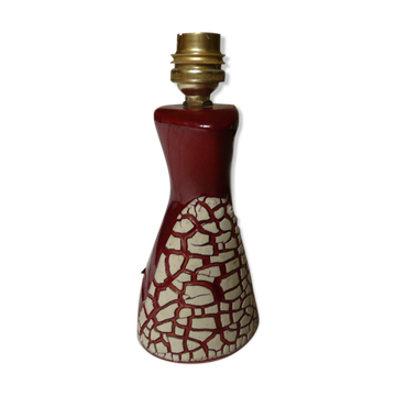 Red ceramic lamp foot with cracked effect