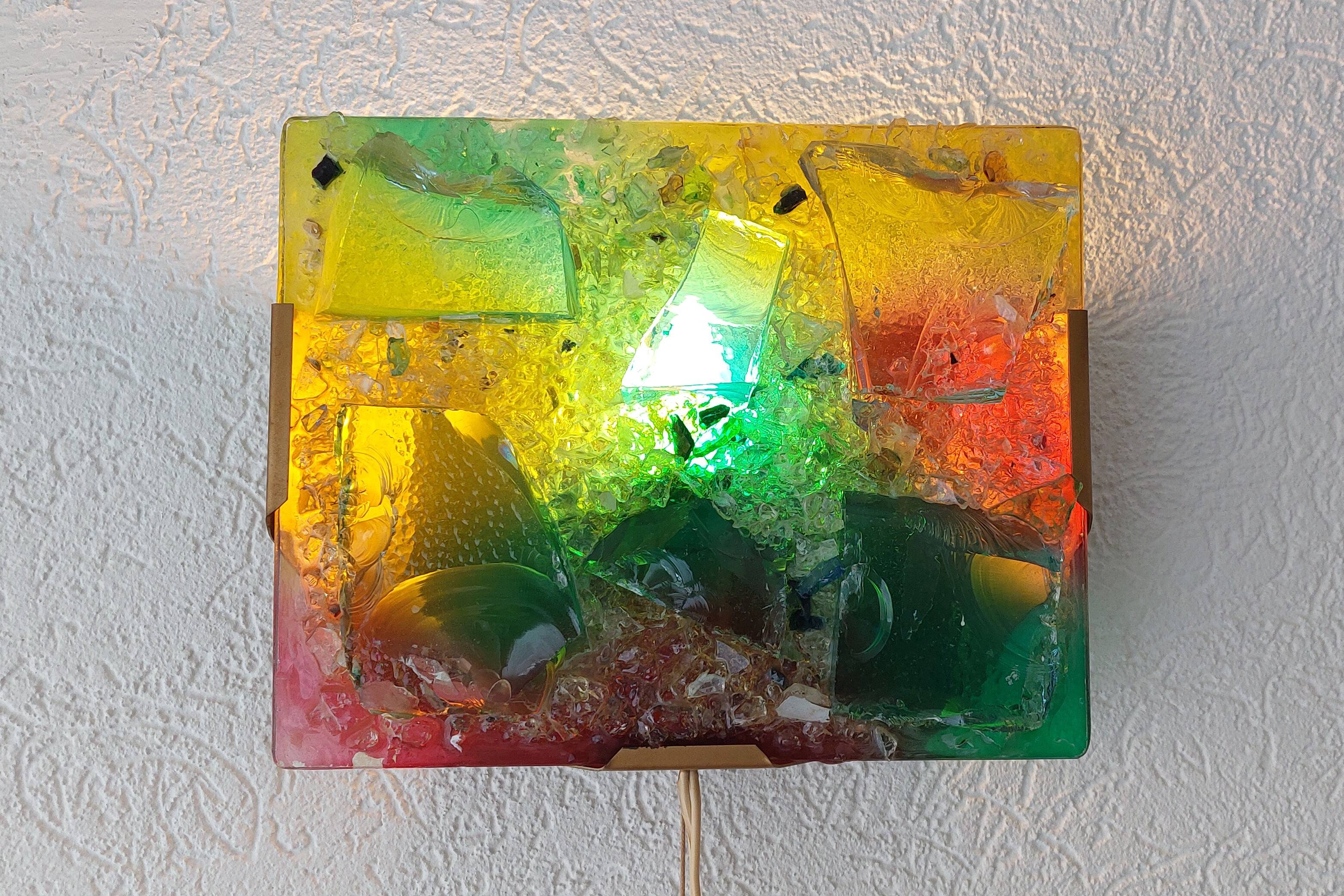 Brutalist Sculptural Broken Glass Wall Lamp by Cosack Leuchten.