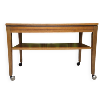 Teak serving table with casters, 1970s