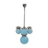 Art deco blue chandelier, 1930s, restored