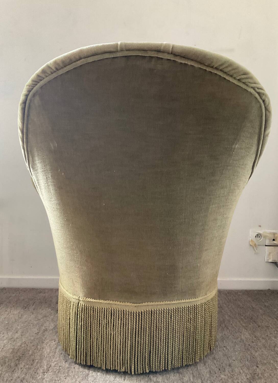 70s toad armchair in green velvet