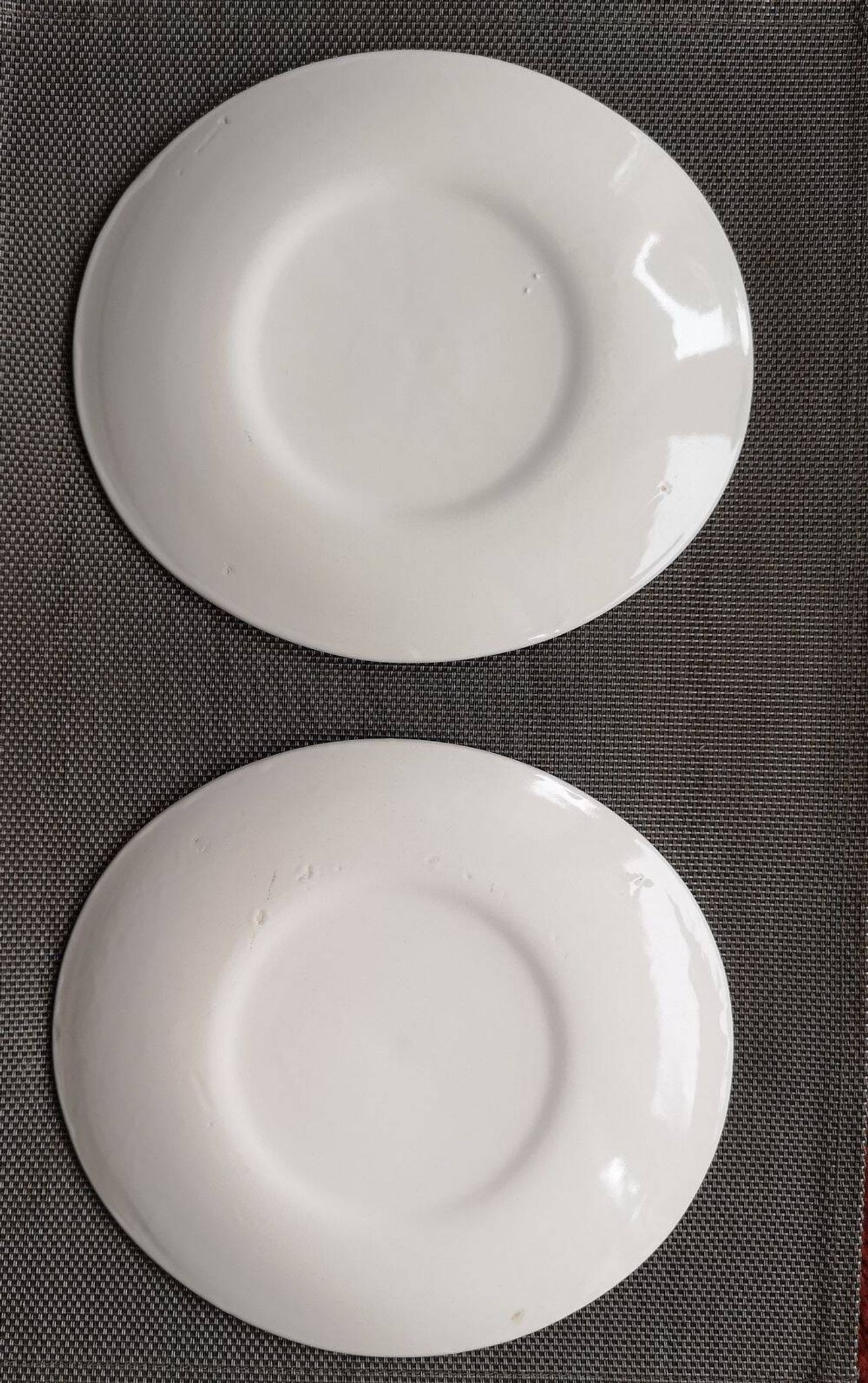 Set of 4 oval enameled ceramic plates - Handcrafted