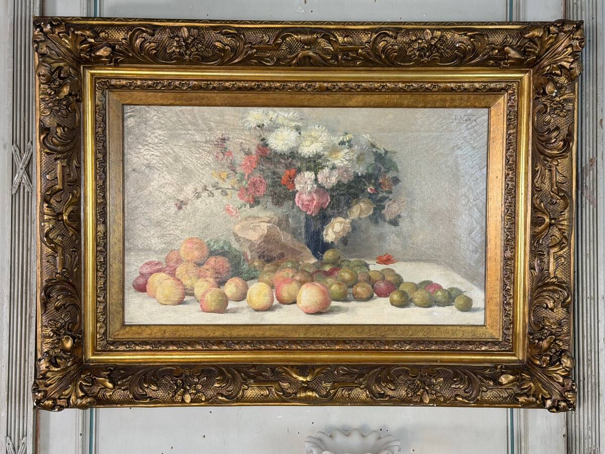 Nature morte, huile sur toile signée en haut à droite François Namur (1857-1902)