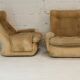 Pair of armchairs by michel cadestin, airborne edition, fiberglass and beige velvet, circa 1970