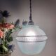 Vintage art deco tulip pendant light in blue and gold glass