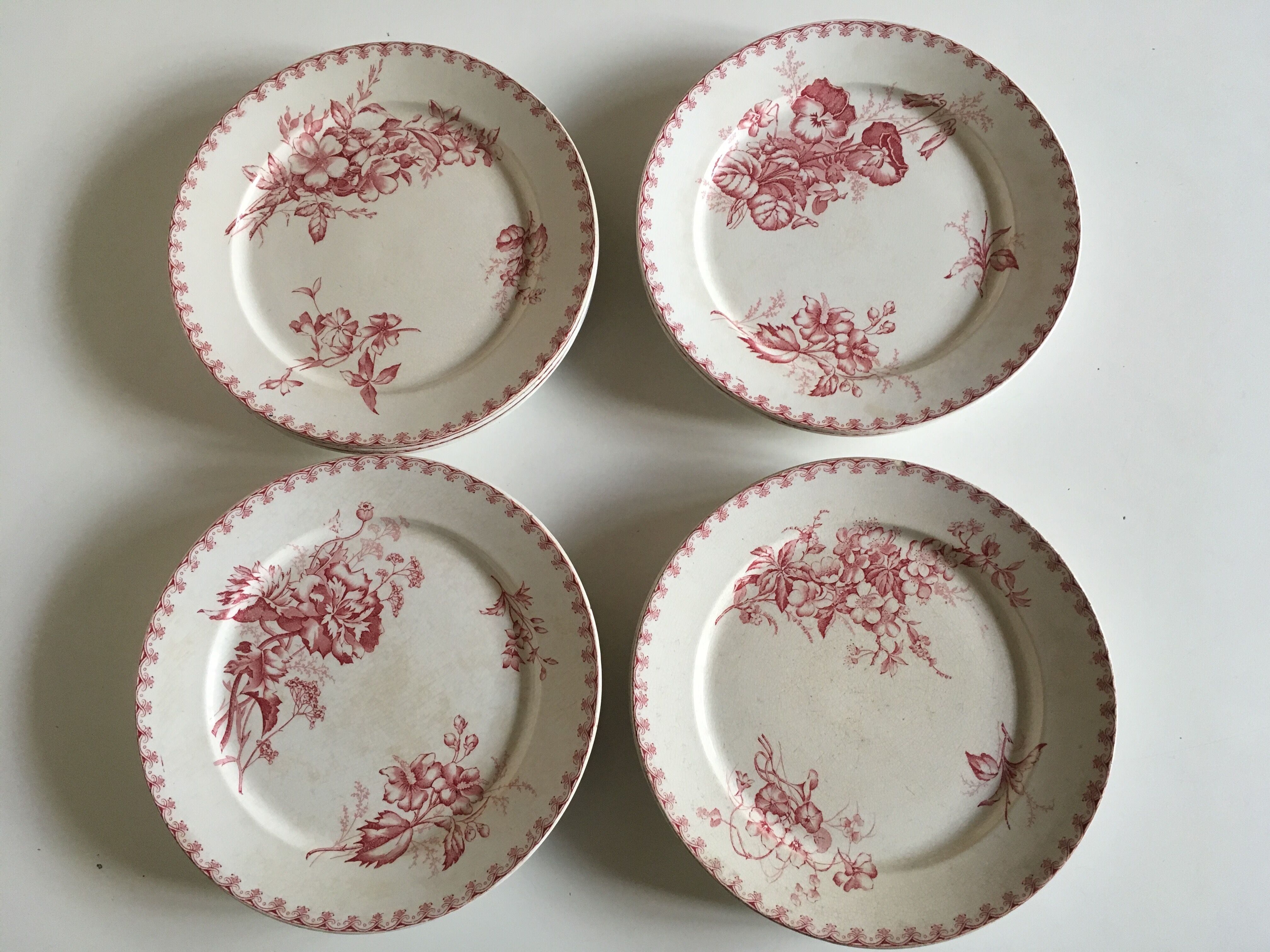 Set of 12 dinner plates of Sarreguemines land of iron décor Vega early 20th