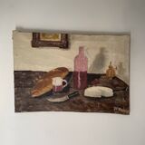 Nature morte à l'huile naïve 19ème-début 20ème